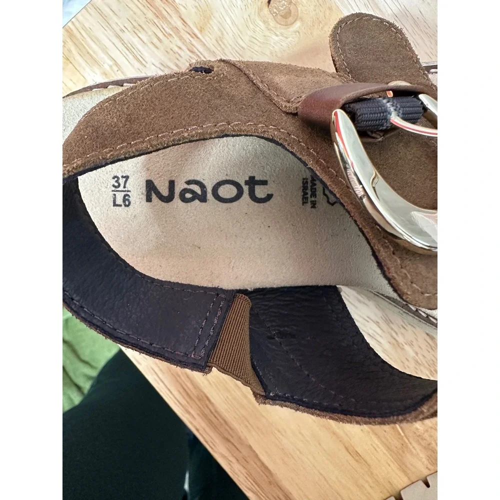 Naot Womens Grove Sandals US 6 Suede Platform Comfort Lug Sole Buckle Brown